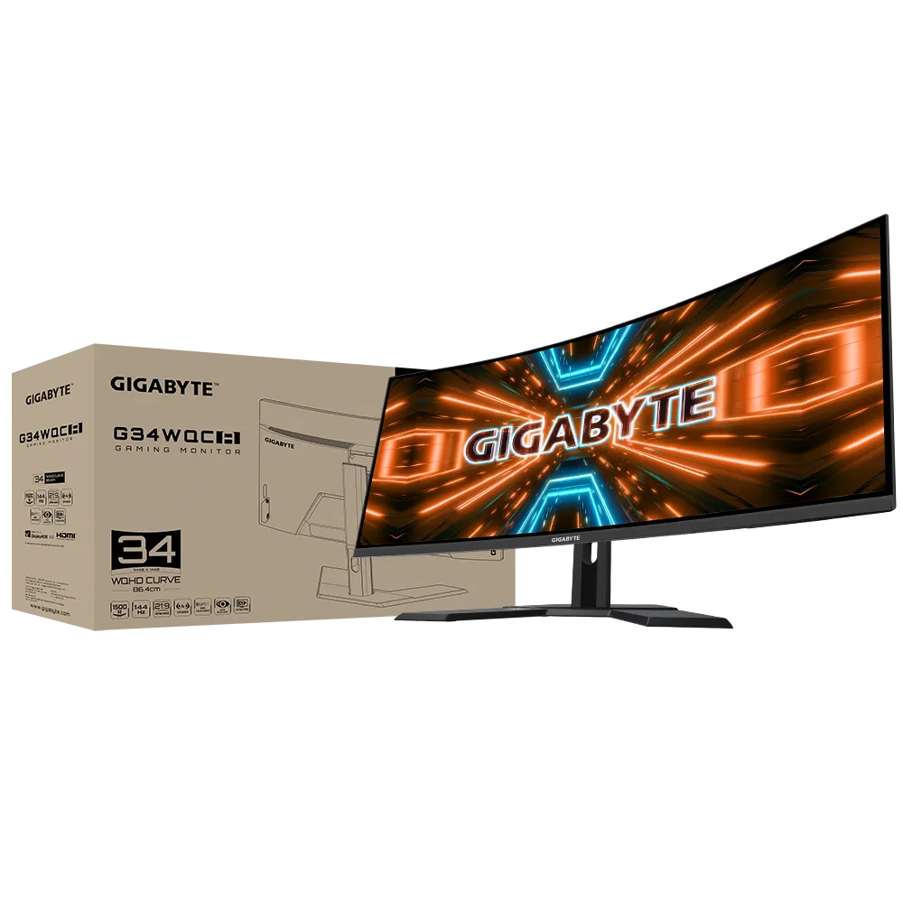 GIGABYTE G34WQC A 34" WQHD Ultrawide Curved VA Gaming Monitor | 144Hz | FreeSync Premium | 1500R | 1440p