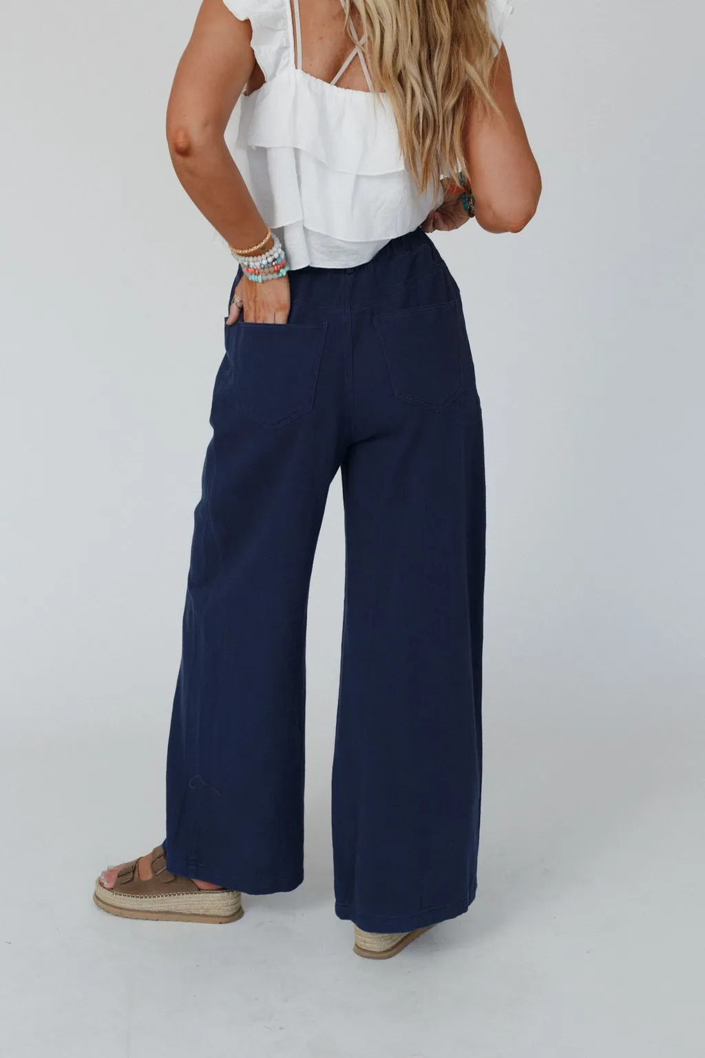 Groove Out Wide Leg Pants - Navy