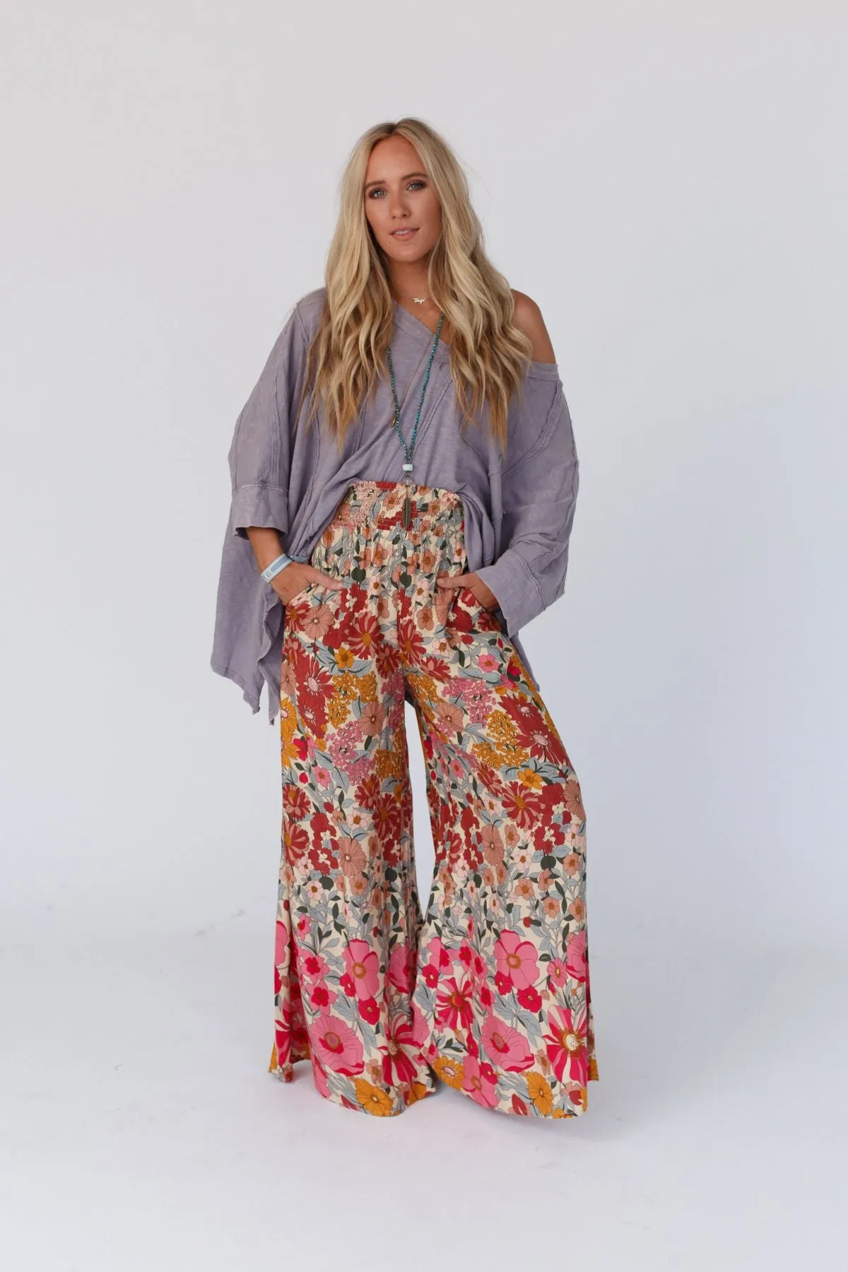 Groovy Gardens Wide Leg Pant - Pink