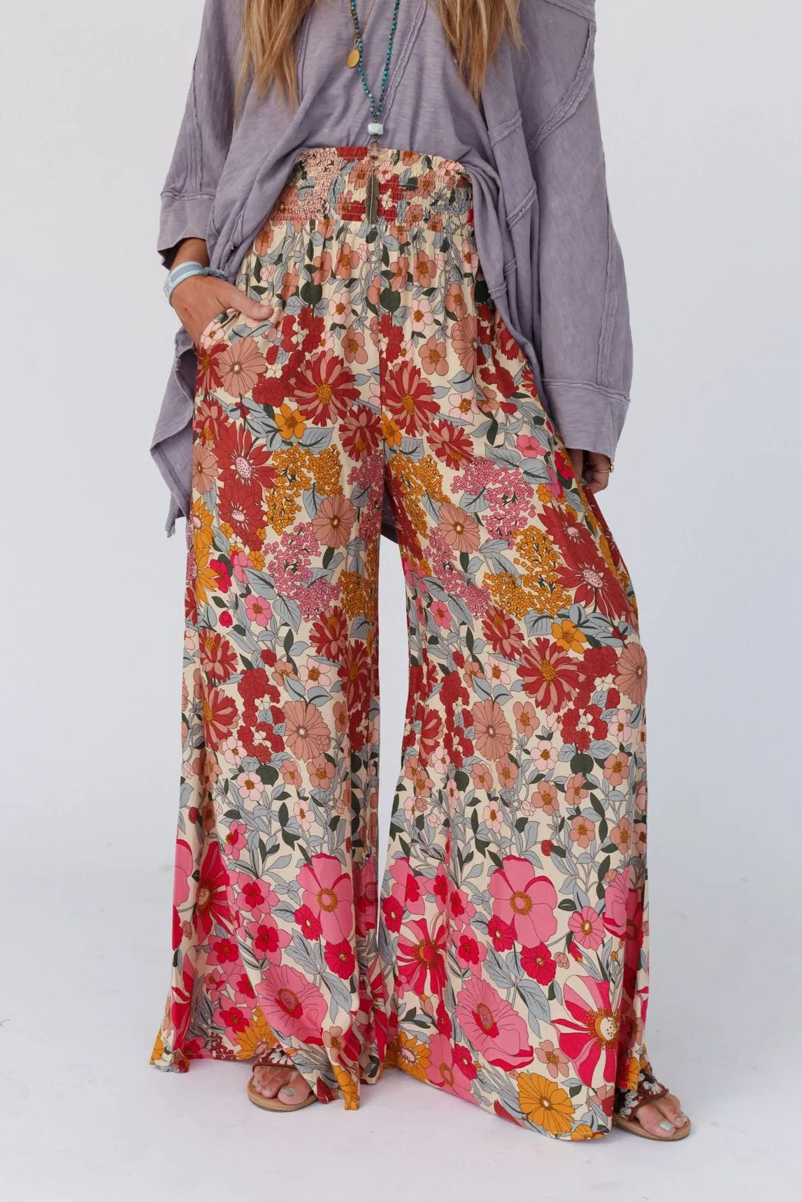 Groovy Gardens Wide Leg Pant - Pink