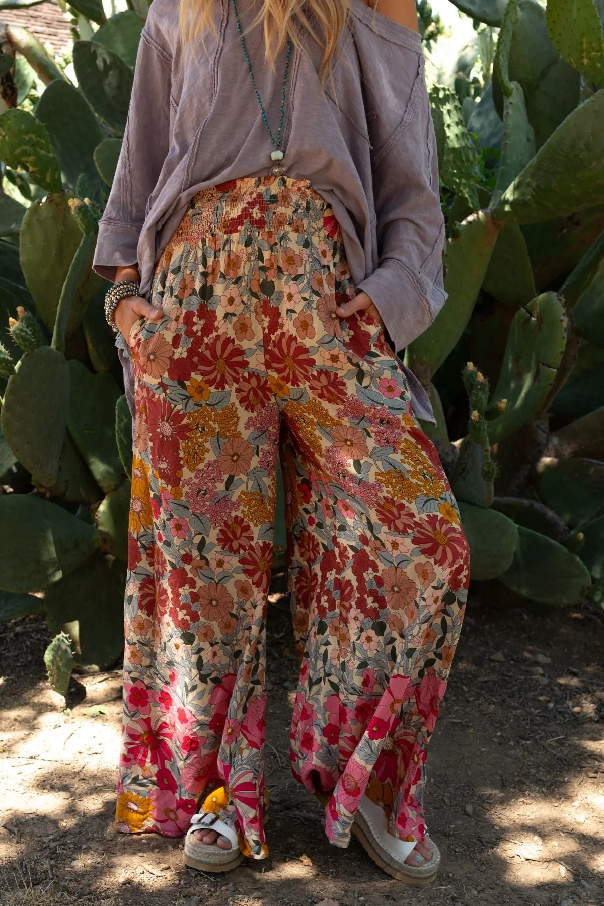 Groovy Gardens Wide Leg Pant - Pink
