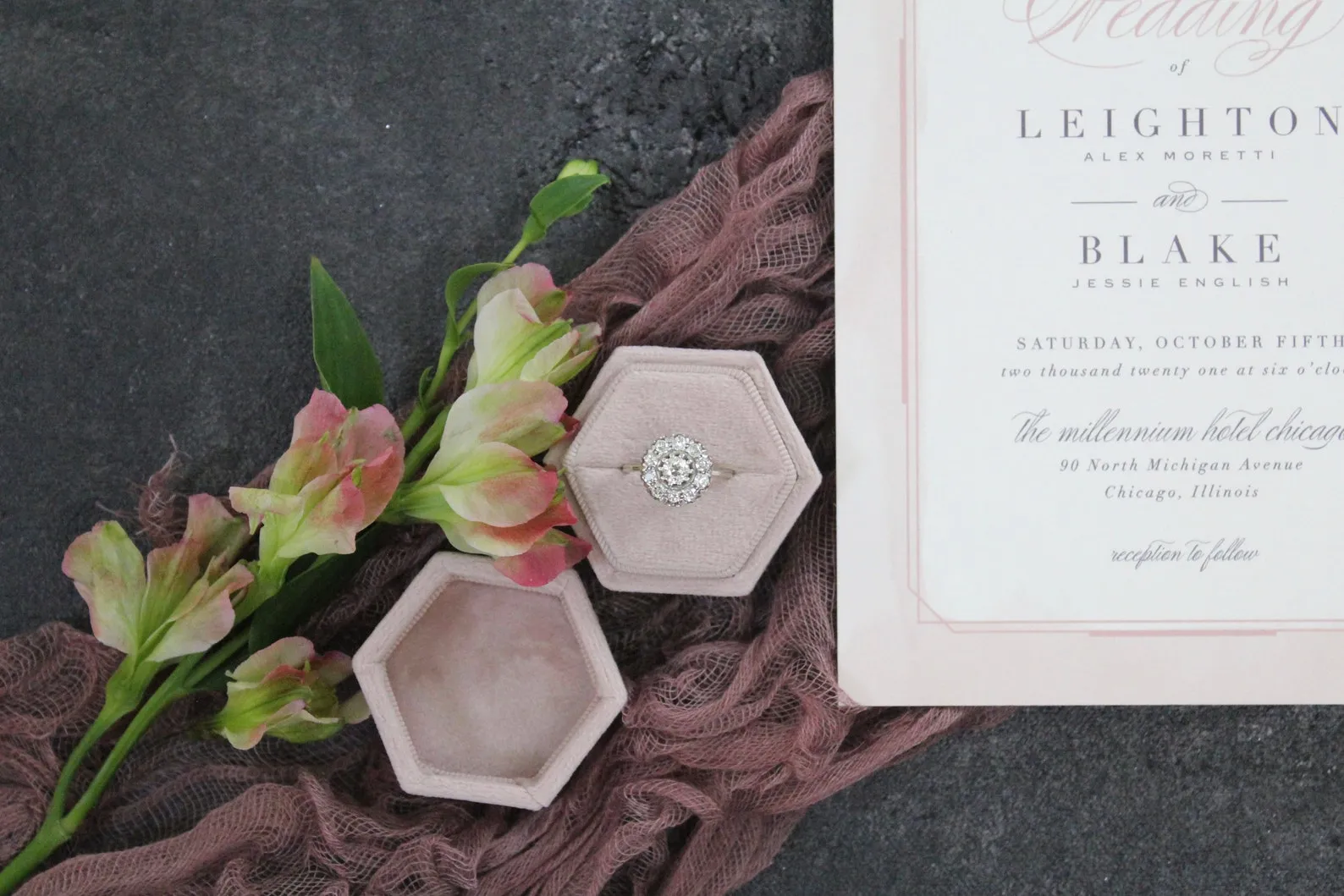 Hand painted, rollable styling mat for wedding photography|charcoal