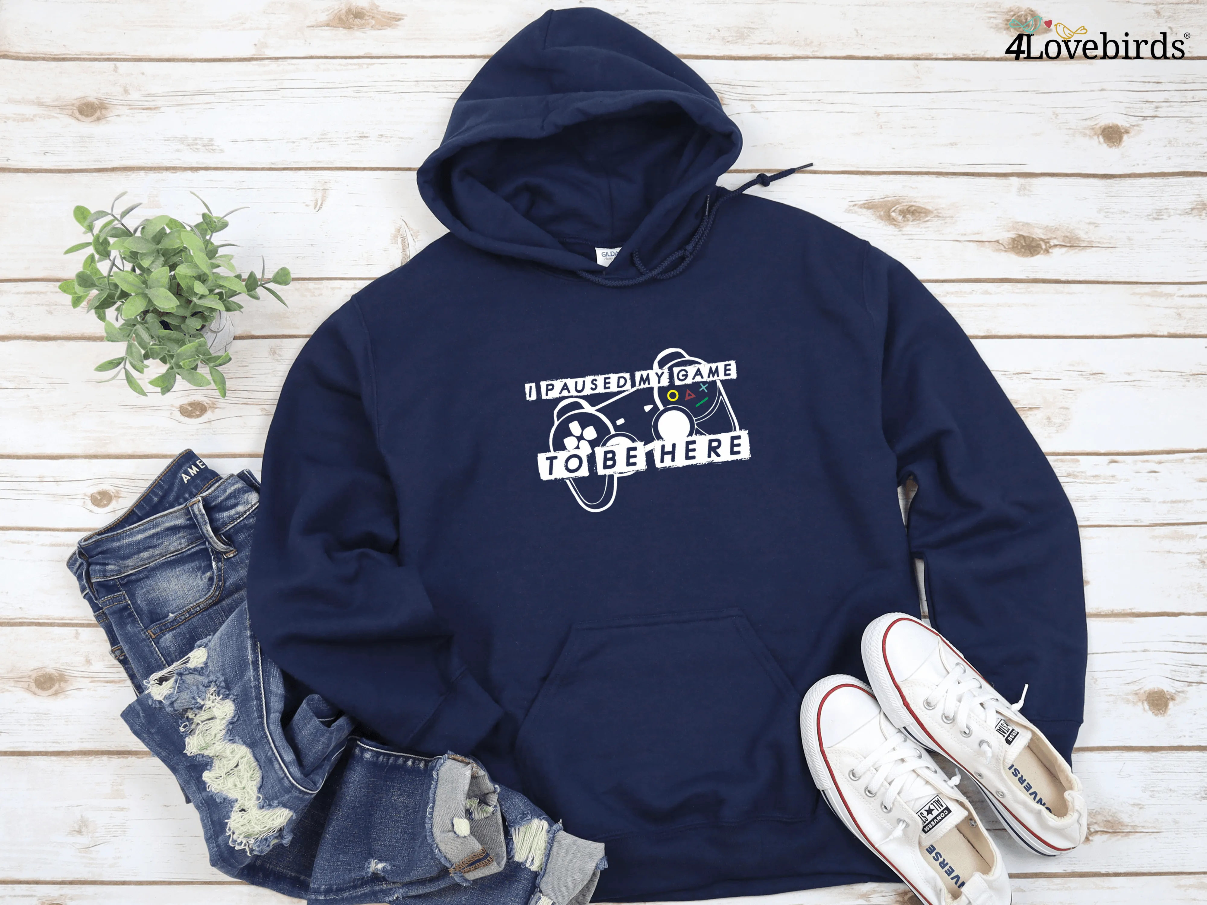 I Paused My Game To Be Here Hoodie, Gamer Sweatshirt, Funny Gaming Longsleeve, Mens Women Kids, Gamer Gift, Gaming Present, Gift for Him