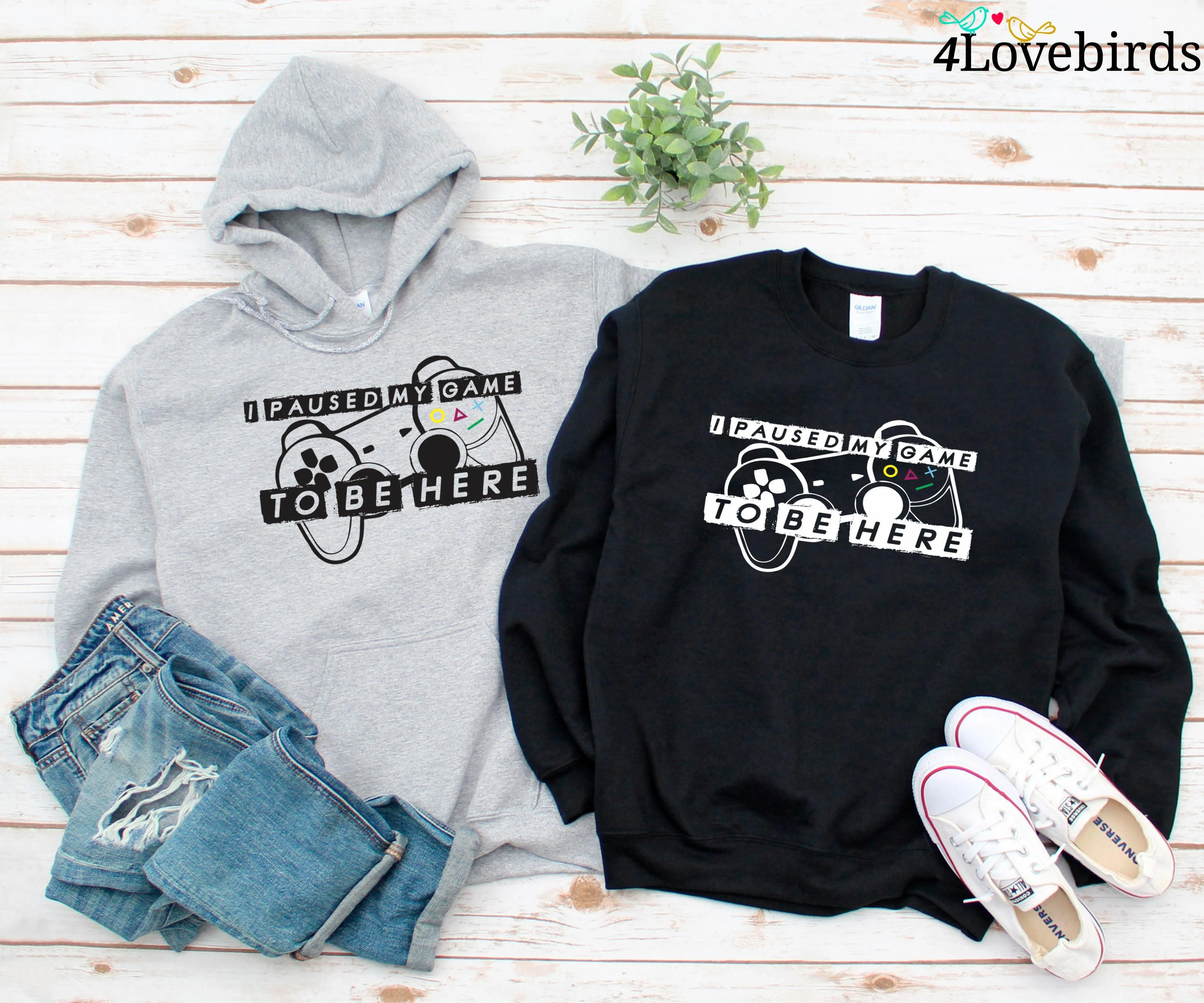 I Paused My Game To Be Here Hoodie, Gamer Sweatshirt, Funny Gaming Longsleeve, Mens Women Kids, Gamer Gift, Gaming Present, Gift for Him