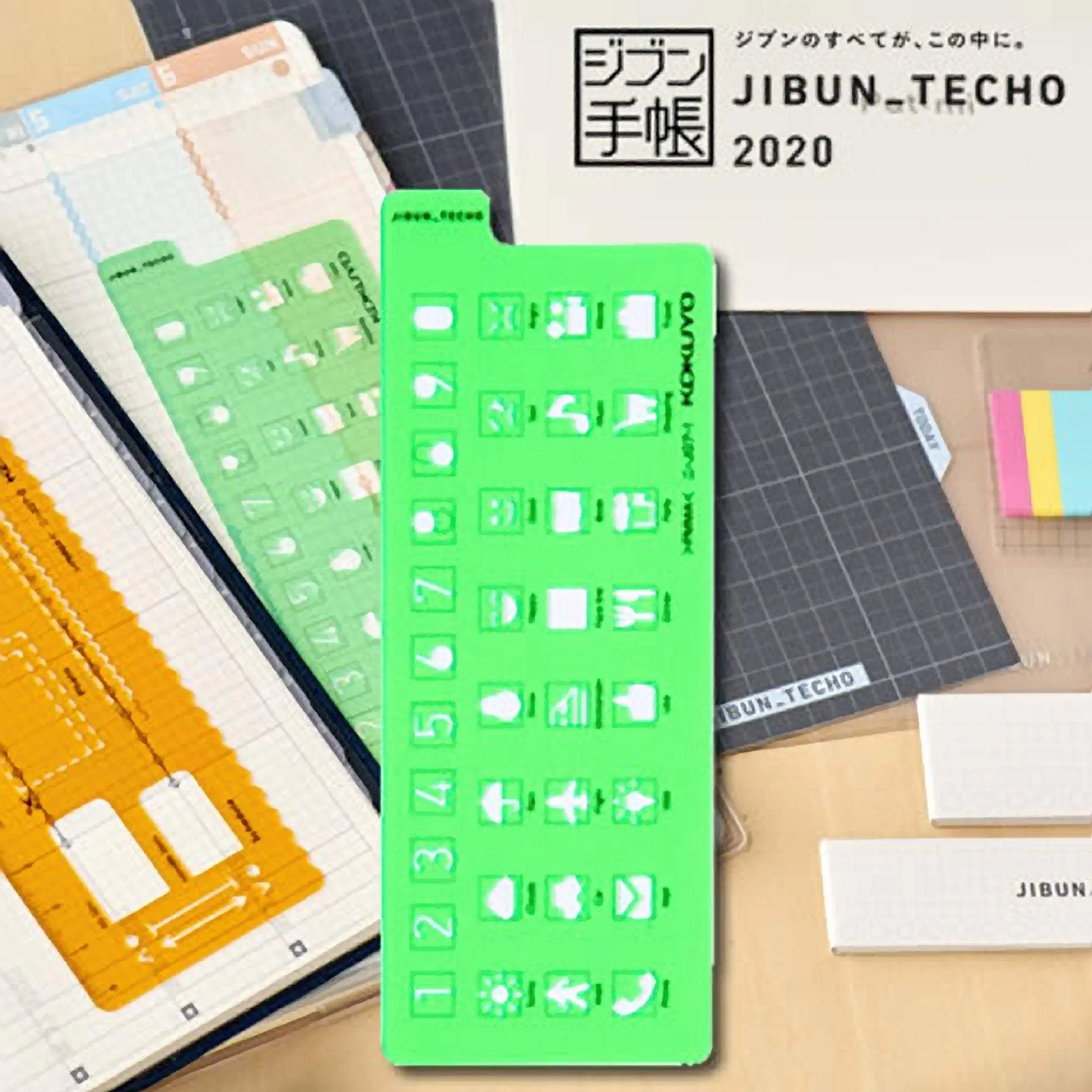 Kokuyo Jibun Techo Template | Weather Numbers Faces Walking Travel Icon Bujo Stencil