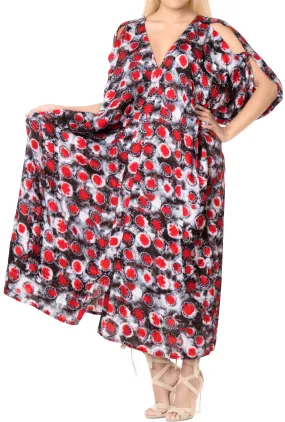 LA LEELA Casual DRESS Beach Cover up Rayon Tie Dye Cover Up Womens Swimsuit Halloween Black_A924