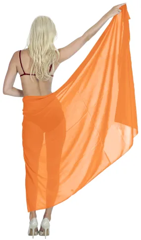 La Leela Women's Bikini Beach Wrap Hawaiian Sarong Swimming Suit Bathing Pareo Beachwear Dress Cover up Long 68"x42" Orange 103212