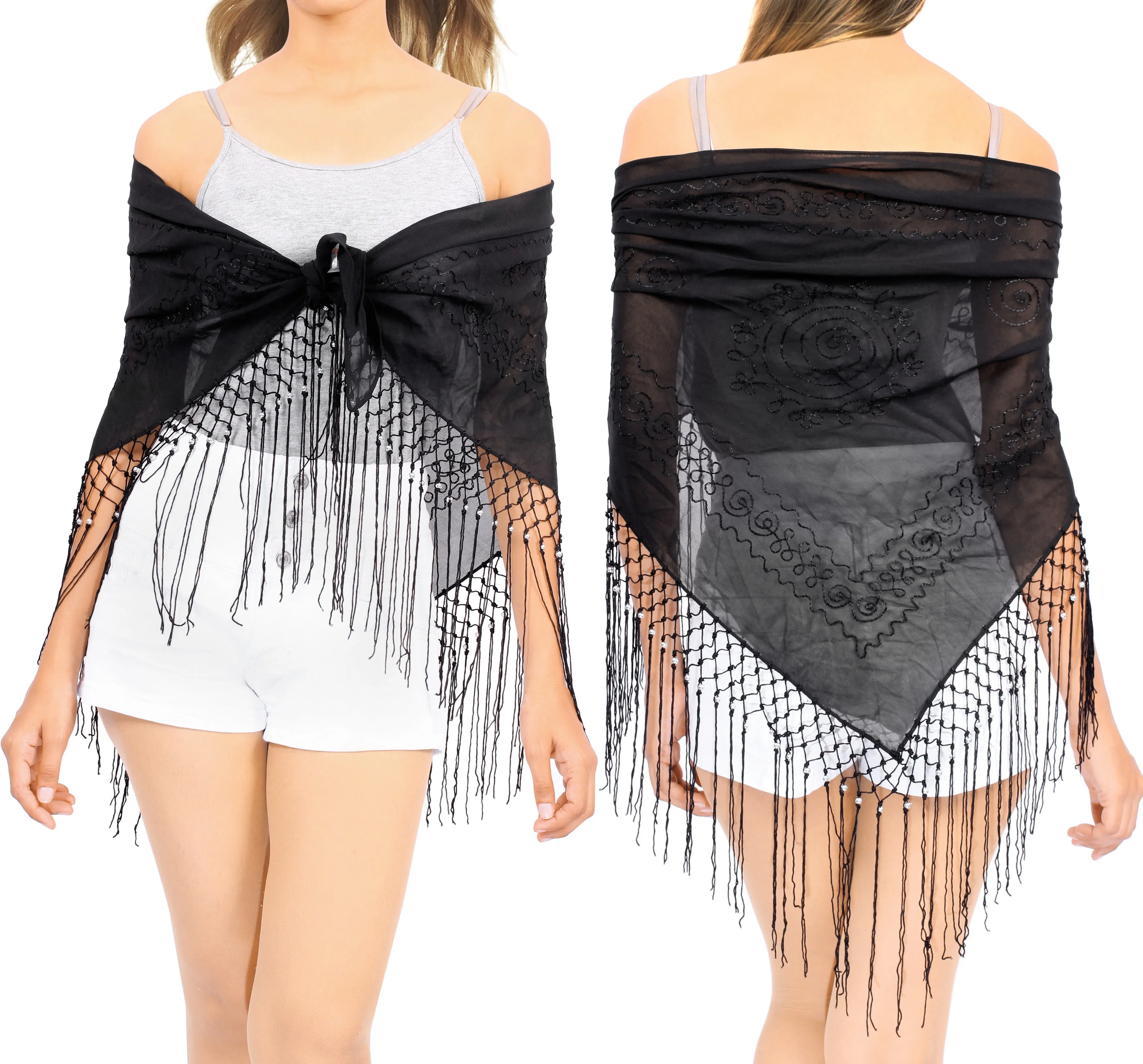 La Leela Women's Hawaiian Bikini Beach Wrap Sheer Sarong Swimming Bathing suit Beachwear Swim Dress Pareo Cover up Long 78"X42"  Black 912103