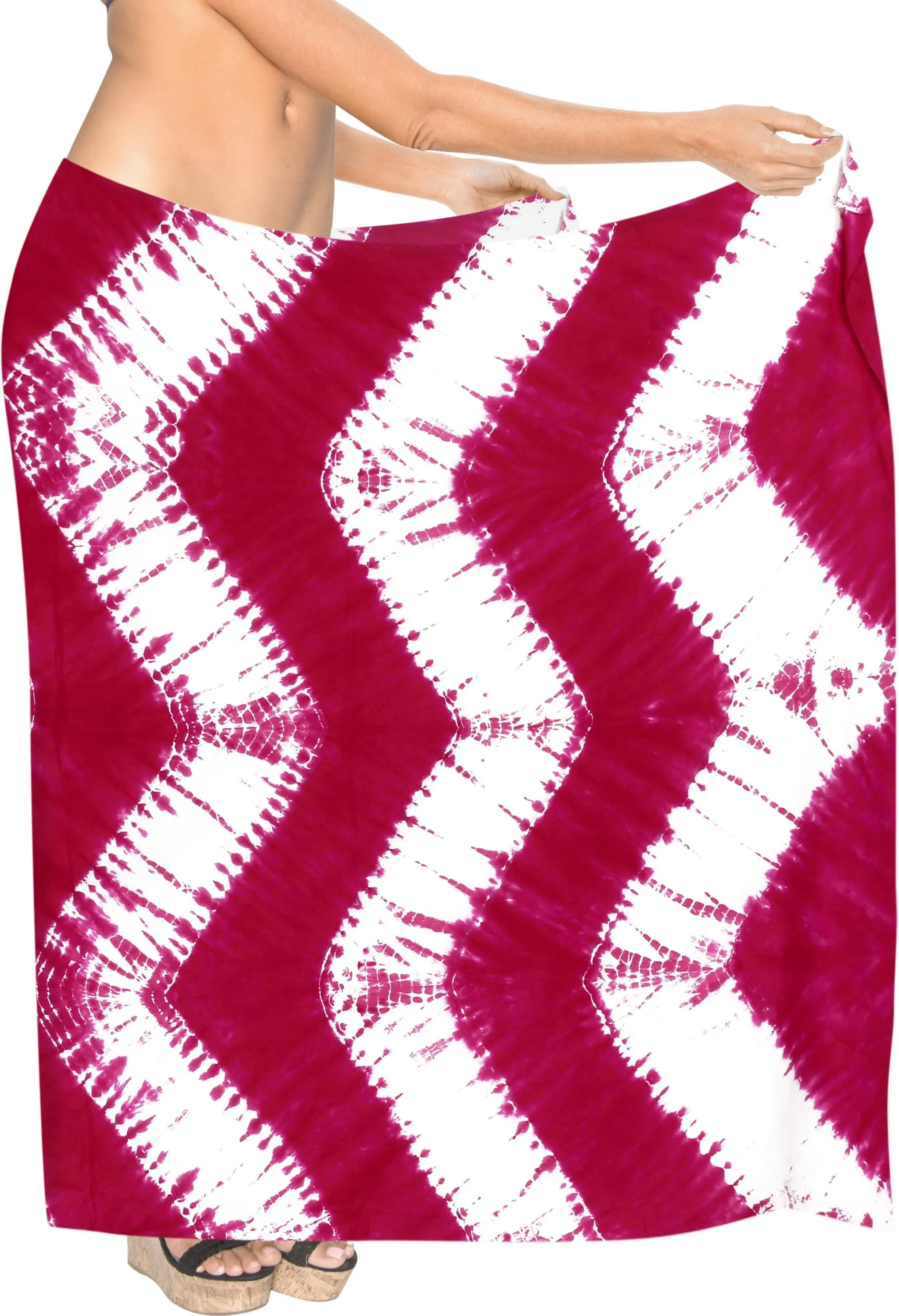 La Leela Women's Hawaiian Bikini Beach Wrap Sheer Sarong Swimming Bathing suit Beachwear Swim Dress Pareo Cover up Long 78"X42"  Red 913434