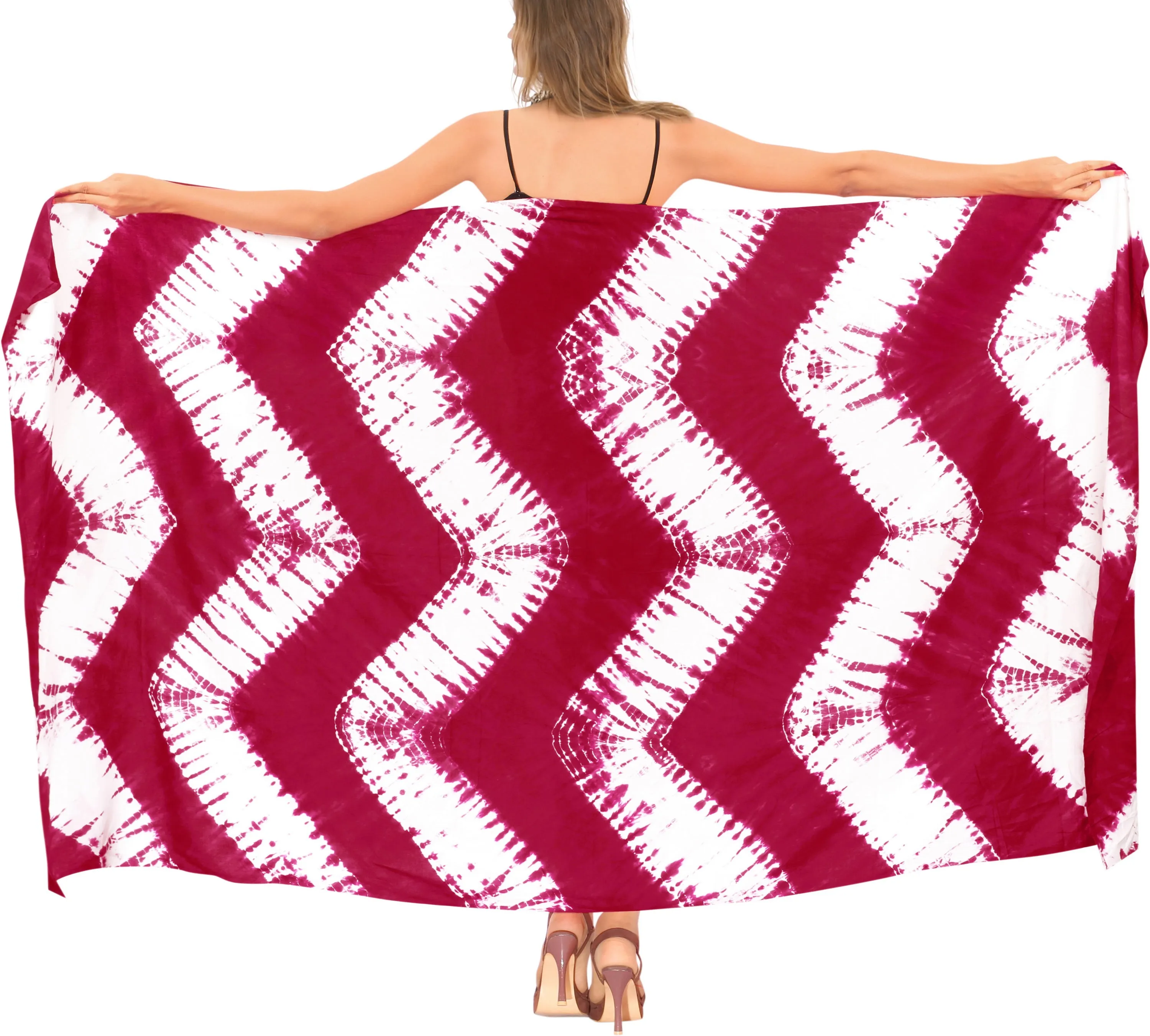 La Leela Women's Hawaiian Bikini Beach Wrap Sheer Sarong Swimming Bathing suit Beachwear Swim Dress Pareo Cover up Long 78"X42"  Red 913434