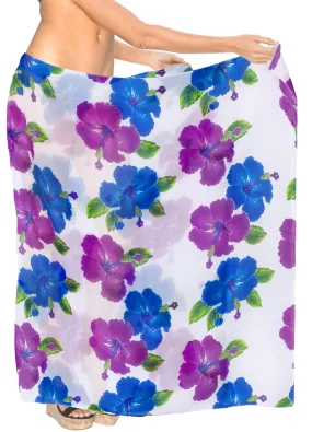 La Leela Women's Hawaiian Bikini Beach Wrap Sheer Sarong Swimming Bathing suit Beachwear Swim Dress Pareo Cover up Long 78"X42"  White 911631