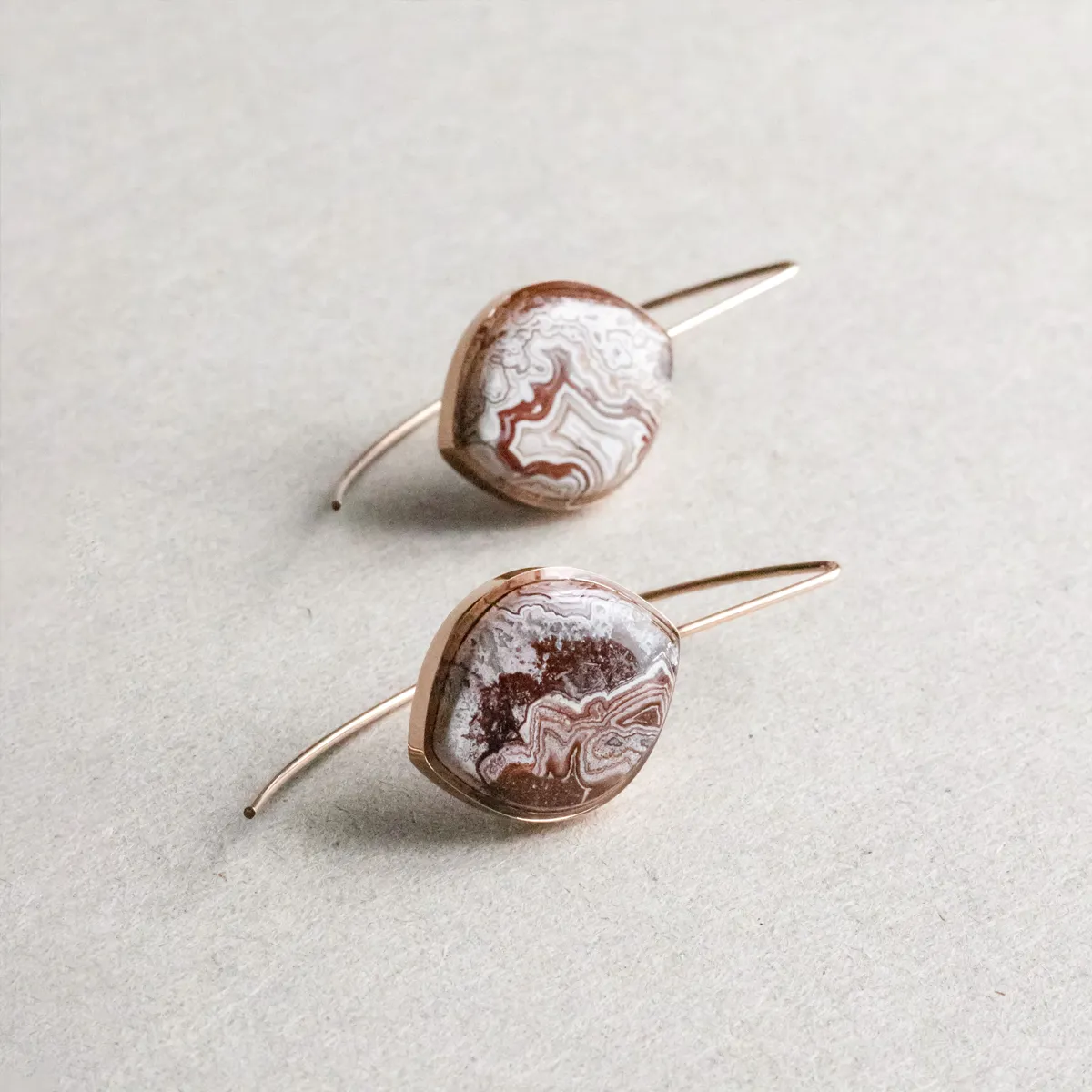 Lace Agate Stone Earrings (Curved)
