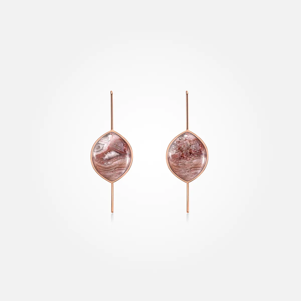 Lace Agate Stone Earrings (Curved)