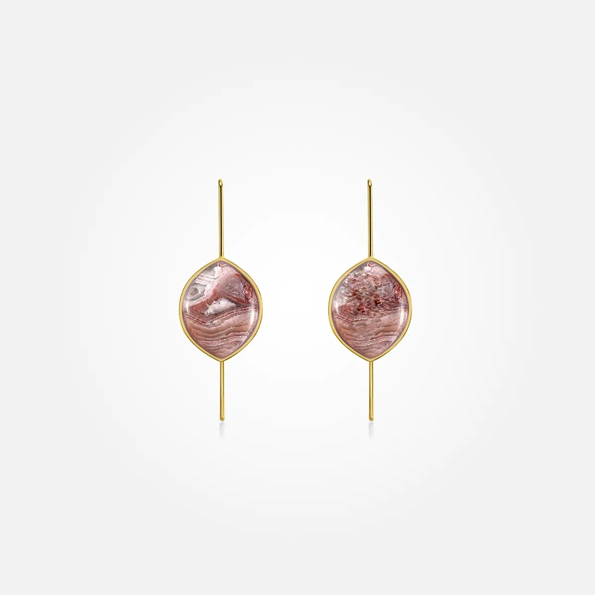 Lace Agate Stone Earrings (Curved)