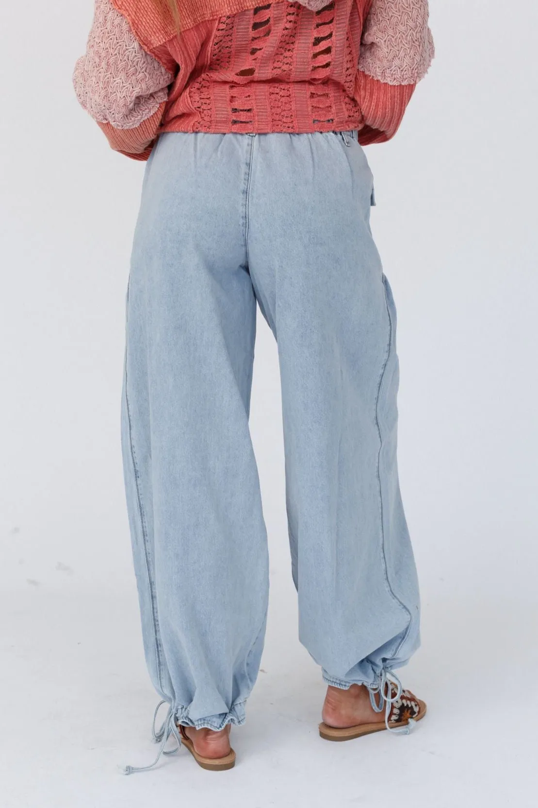 Lets Jet Set Wide Leg Pants - Light Denim