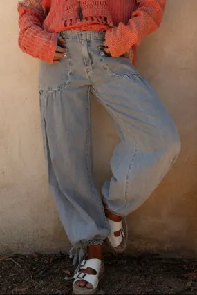 Lets Jet Set Wide Leg Pants - Light Denim