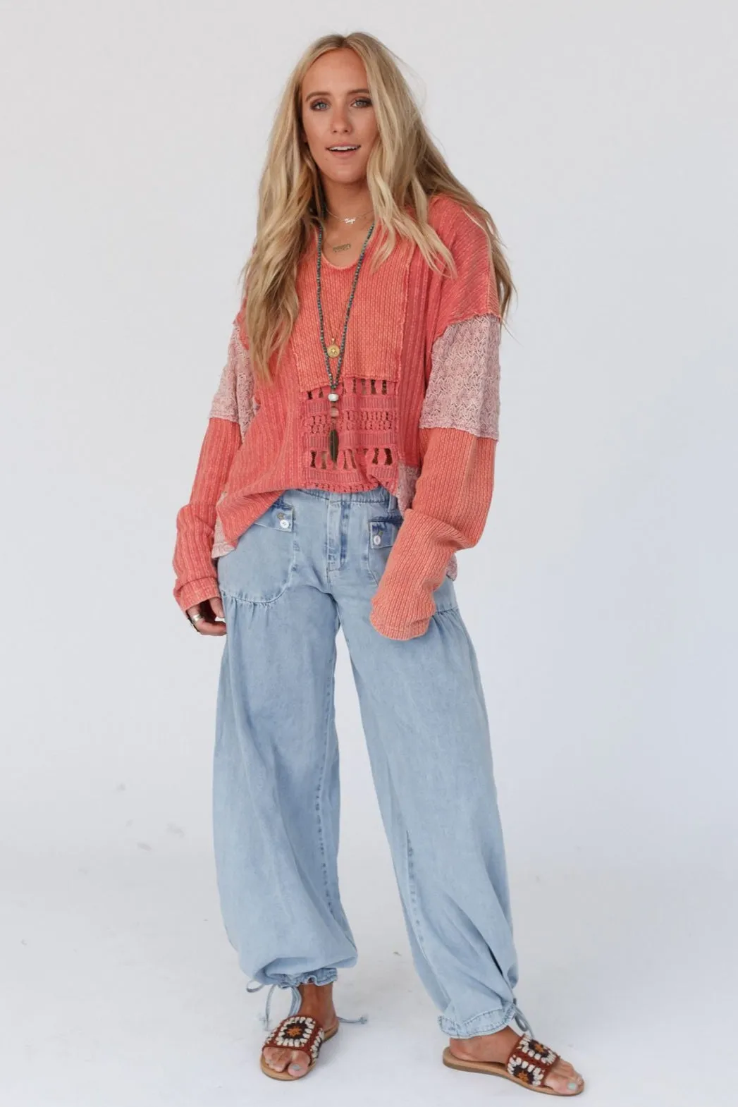 Lets Jet Set Wide Leg Pants - Light Denim