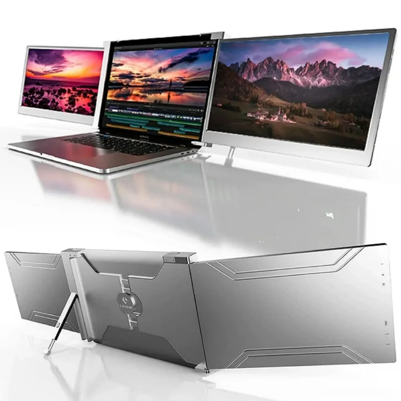 LIMINK S19 Portable Triple Monitor Extender with 14'' Screen, Silver