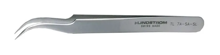 Lindstrom 7-SA-SL Service Level ESD-Safe Stainless Steel Tweezer with Curved, Fine, Pointed Tips