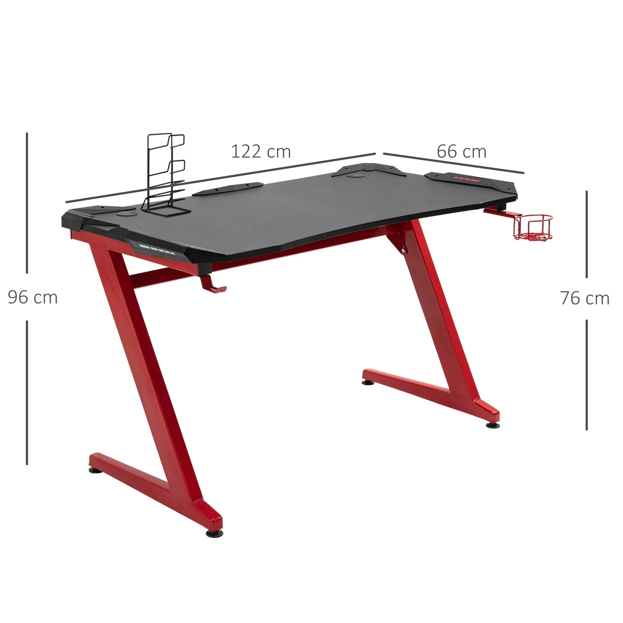 Maplin Plus Gaming Desk with Cup Holder, Headphone Hook & Cable Management