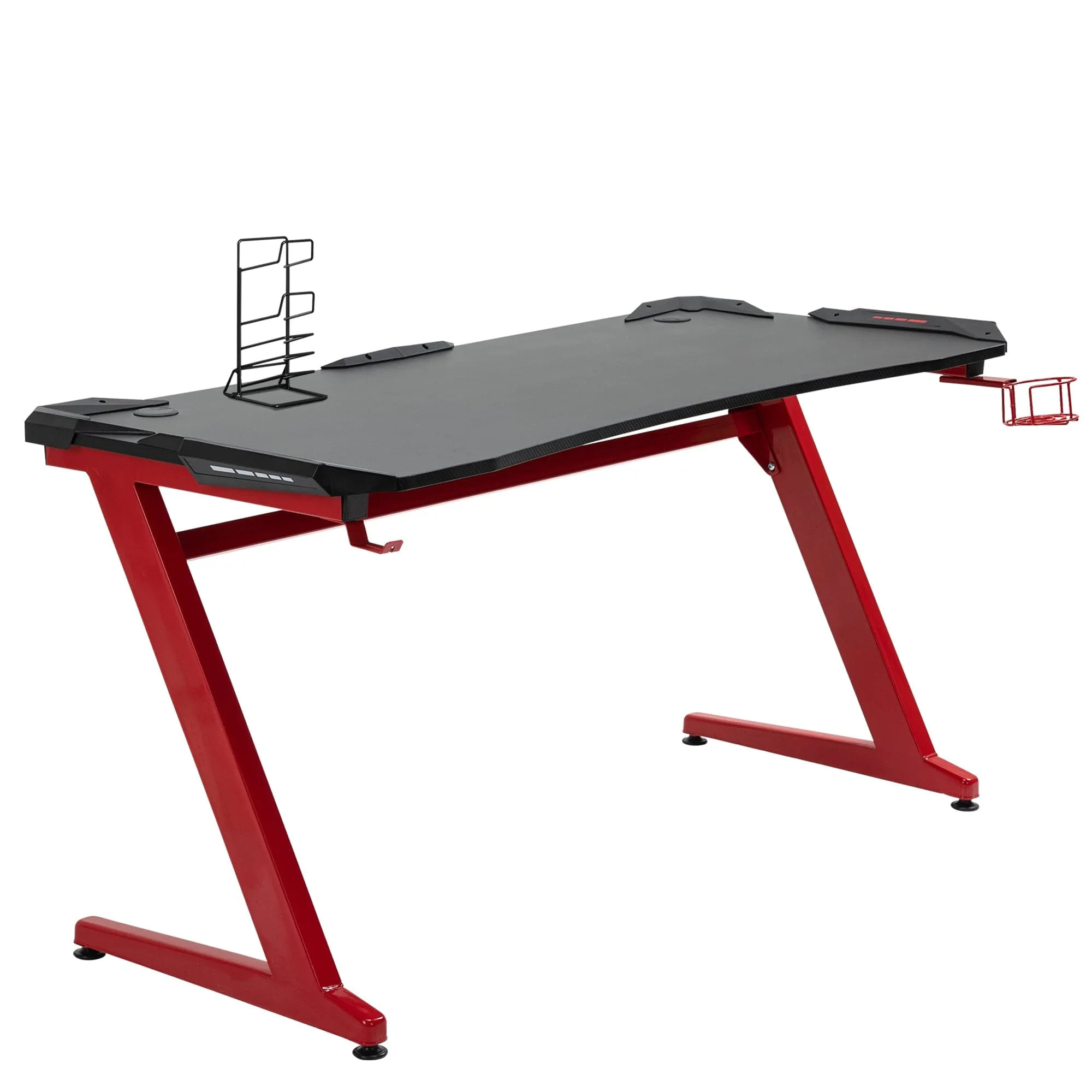 Maplin Plus Gaming Desk with Cup Holder, Headphone Hook & Cable Management