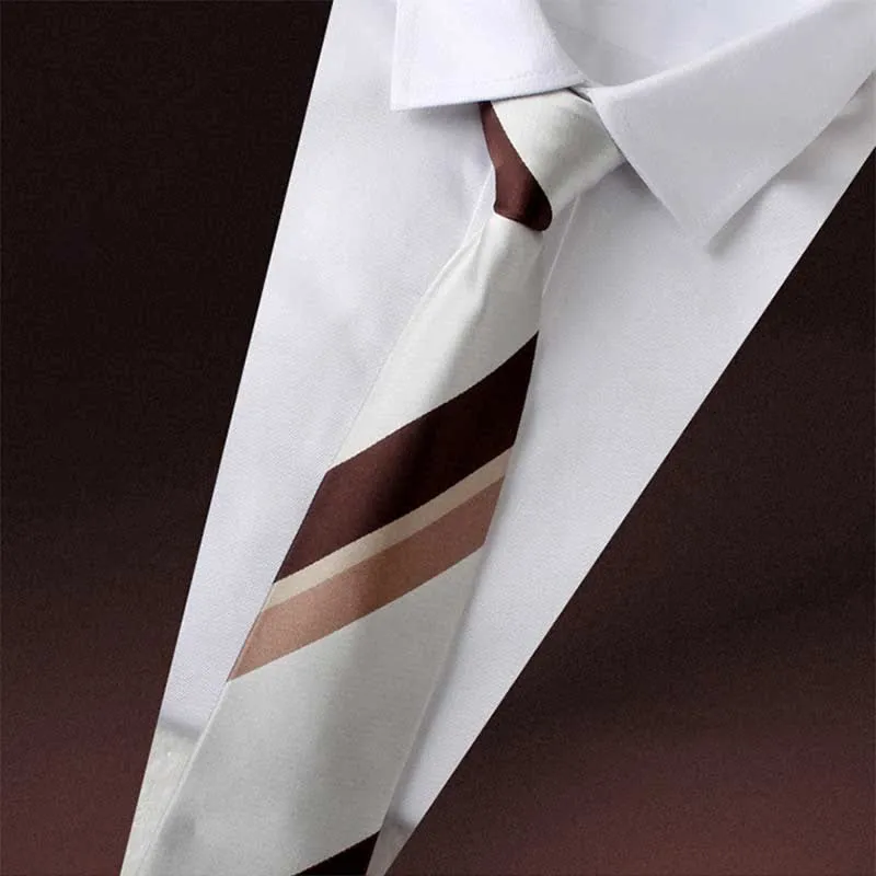 Men's Color Block Zipper Tie Wide Striped Necktie