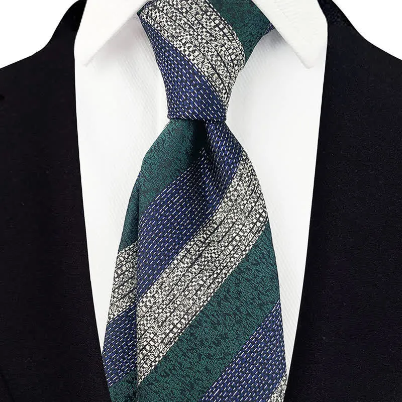 Men's Wide Block Multi Striped Necktie