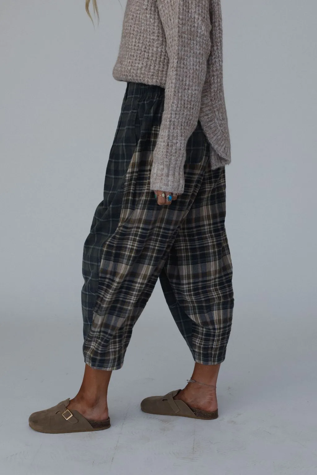 Mystic Plaid Wide Leg Pants - Navy