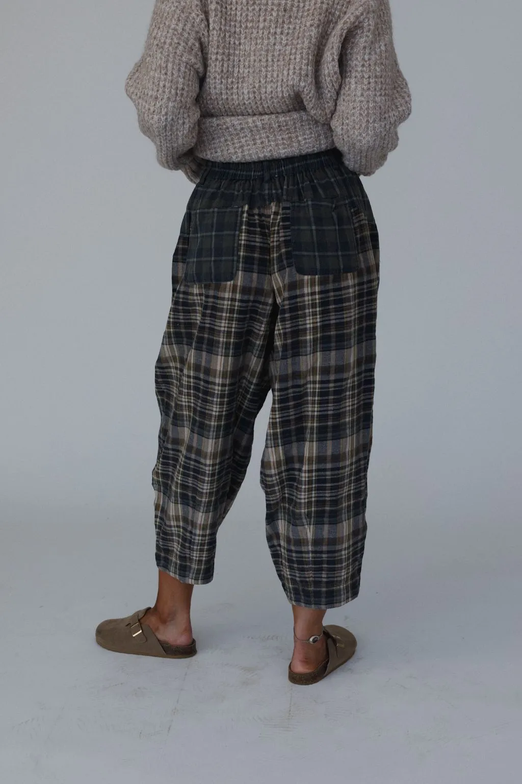 Mystic Plaid Wide Leg Pants - Navy