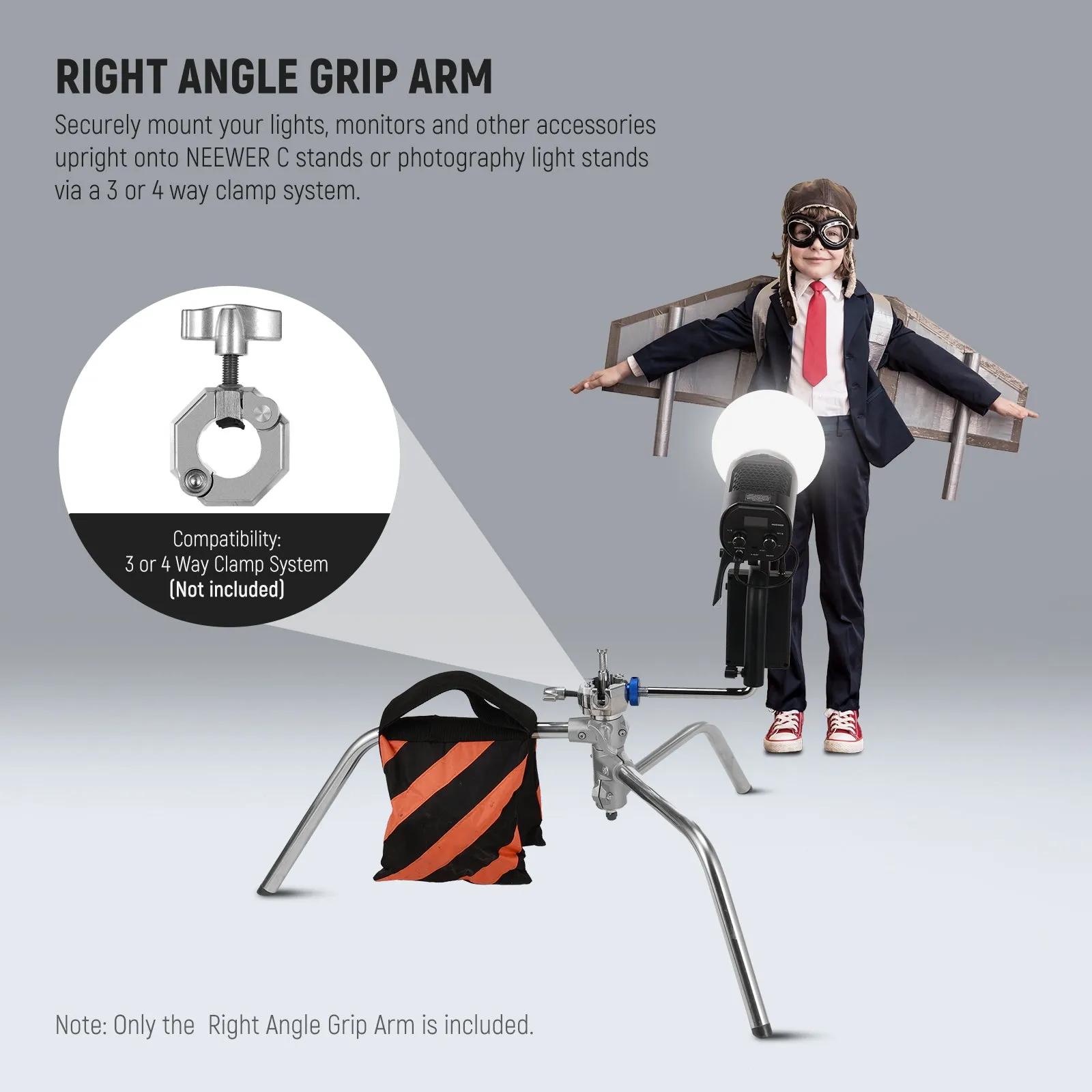 NEEWER UA046 Right Angle Grip Arm Light Mount