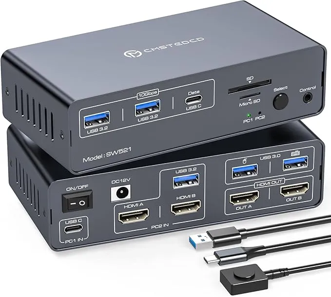 New Retails $170  JCYMELE USB C HDMI Docking Station Dual Monitor for Laptop and Computer(13-in-1) Type C Dock with 2 4K@60Hz 2 HDMI 2.0, 10Gbps USBC   USBA 3.2 Date, 5Gbps USB 3.0 Date and SD/microSD Card Slots