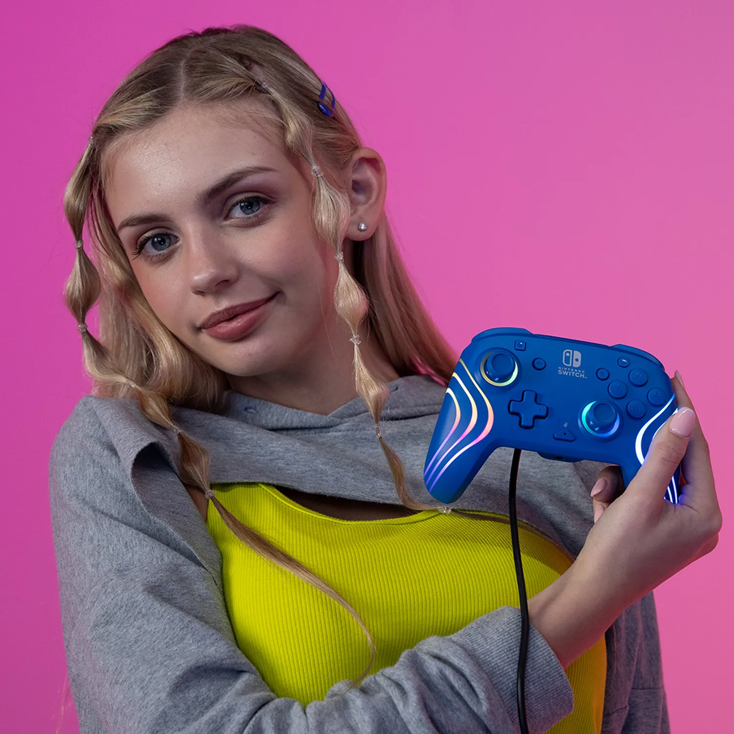 Nintendo Switch Blue Afterglow Wave Wired Controller