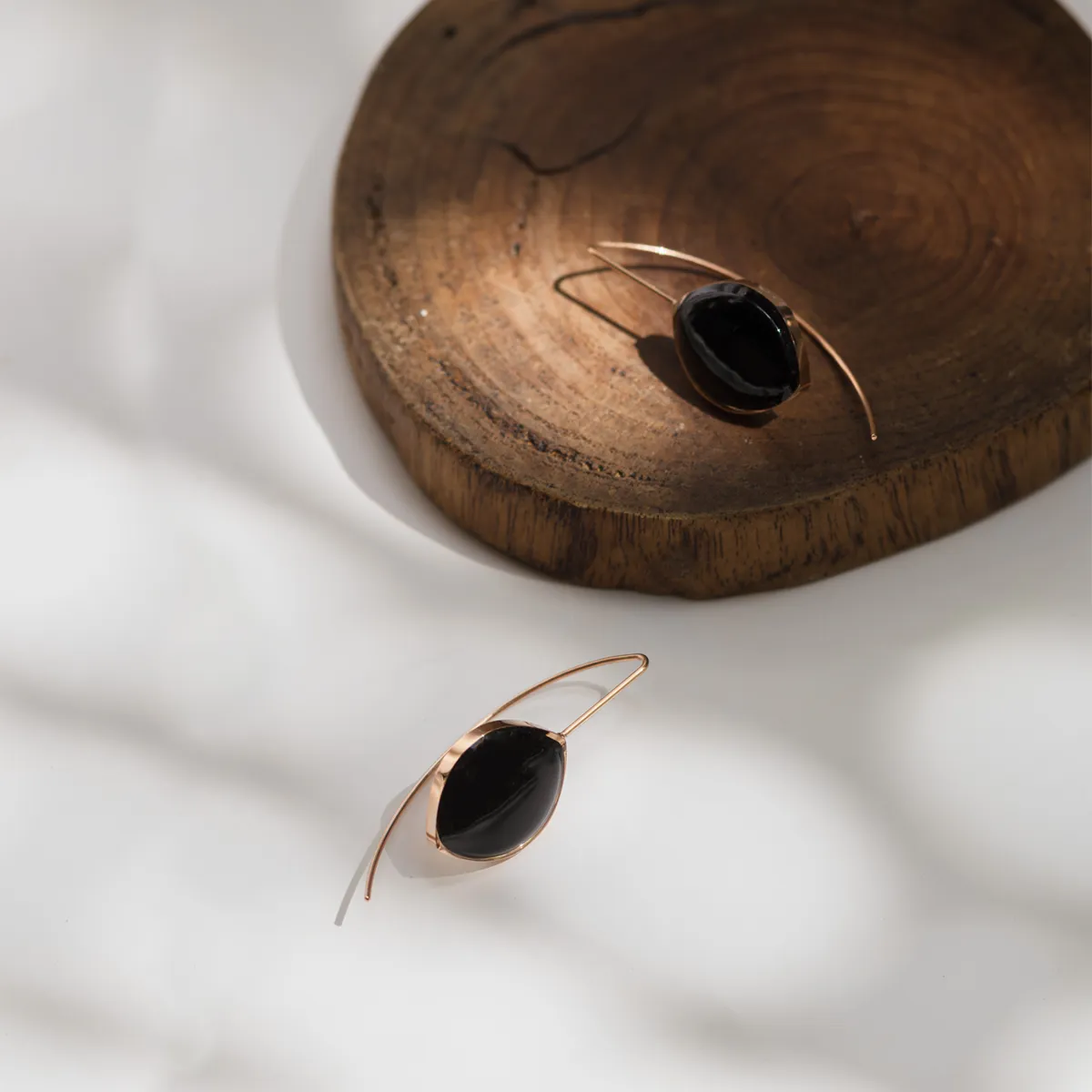 Onyx Stone Earrings (Curved)