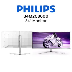 Philips 34M2C8600 34" QD OLED Panel 3440 x 1440 DP 175Hz EVNIA Curved Gaming Monitor / 0.03 ms / HDMI /DP 1.4