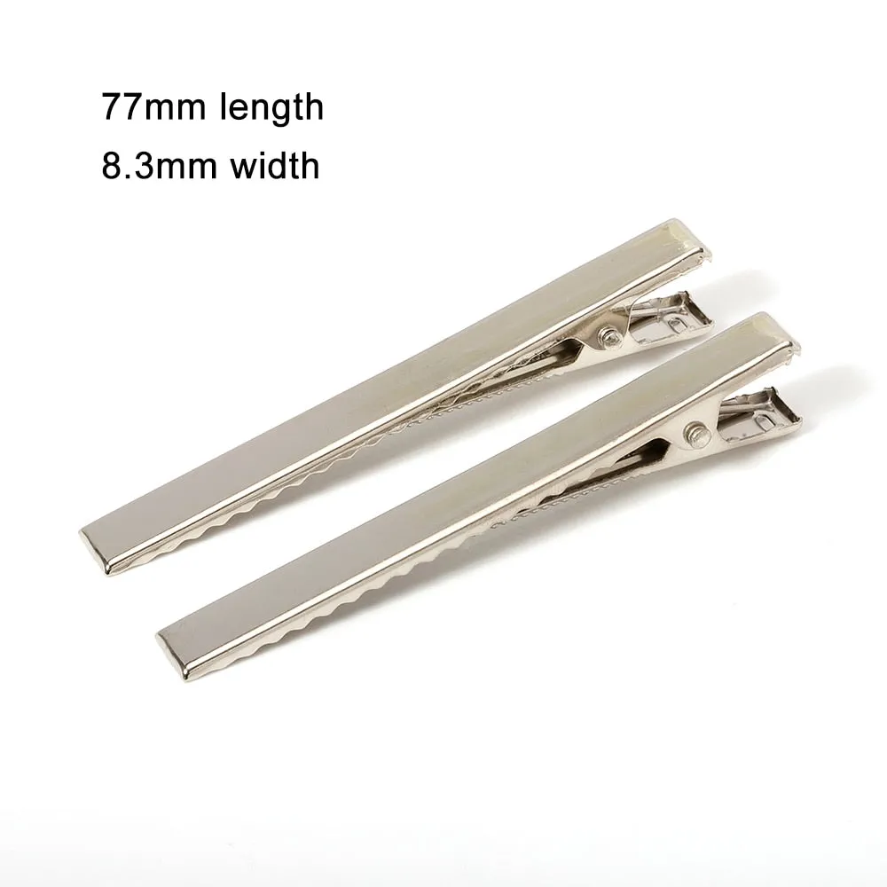Pinzas de cocodrilo de Metal para el pelo, accesorios para joyería, herramientas de estilo para el cabello, 30mm/40mm/45mm/55mm/65mm/75mm/100mm, 50/20 Uds.