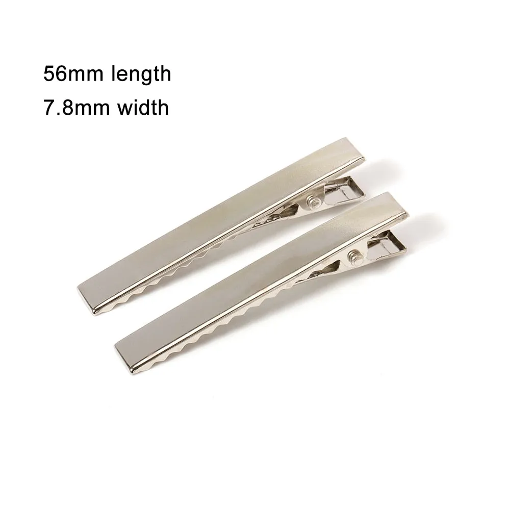 Pinzas de cocodrilo de Metal para el pelo, accesorios para joyería, herramientas de estilo para el cabello, 30mm/40mm/45mm/55mm/65mm/75mm/100mm, 50/20 Uds.