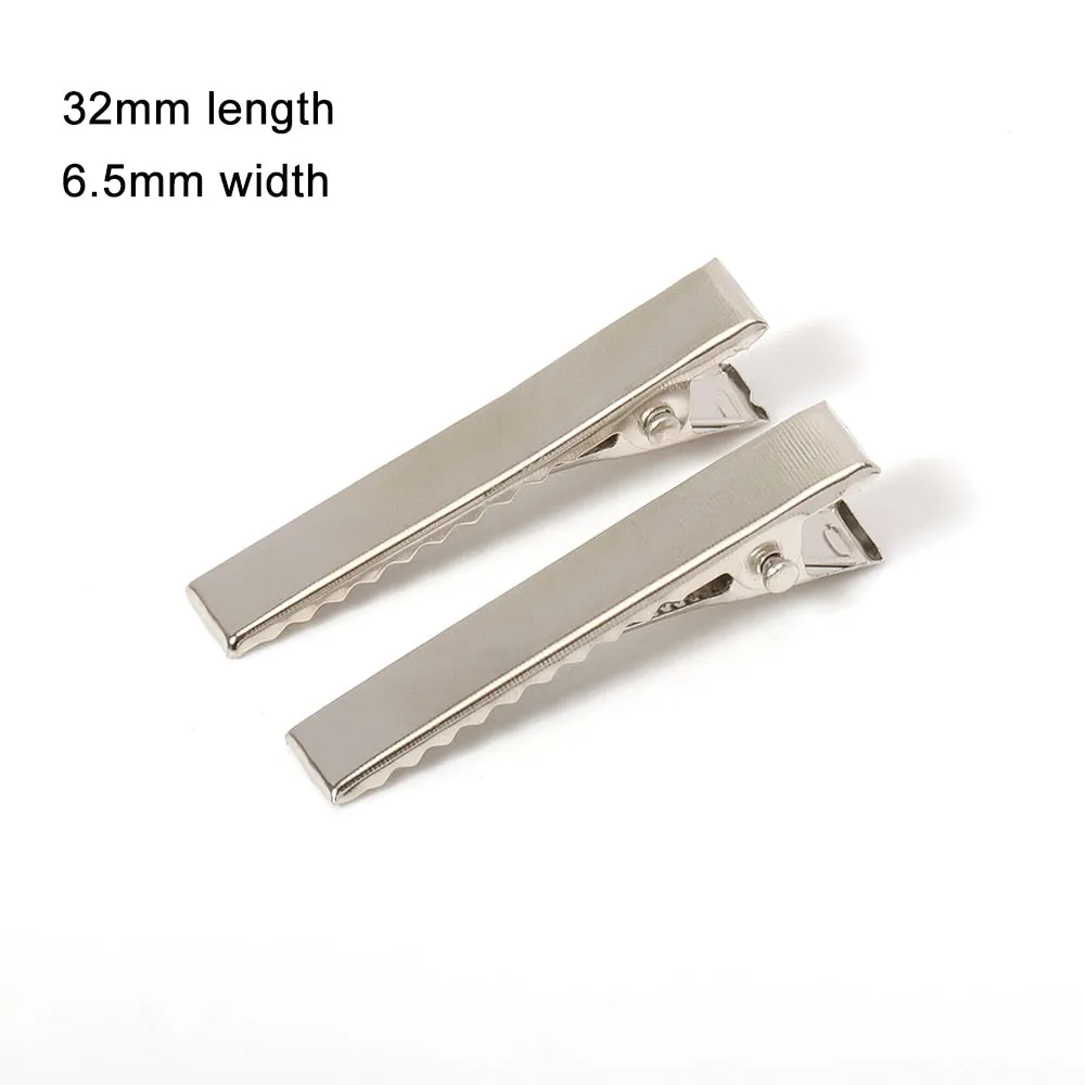 Pinzas de cocodrilo de Metal para el pelo, accesorios para joyería, herramientas de estilo para el cabello, 30mm/40mm/45mm/55mm/65mm/75mm/100mm, 50/20 Uds.