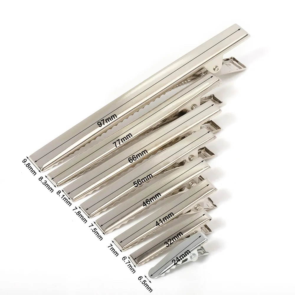 Pinzas de cocodrilo de Metal para el pelo, accesorios para joyería, herramientas de estilo para el cabello, 30mm/40mm/45mm/55mm/65mm/75mm/100mm, 50/20 Uds.