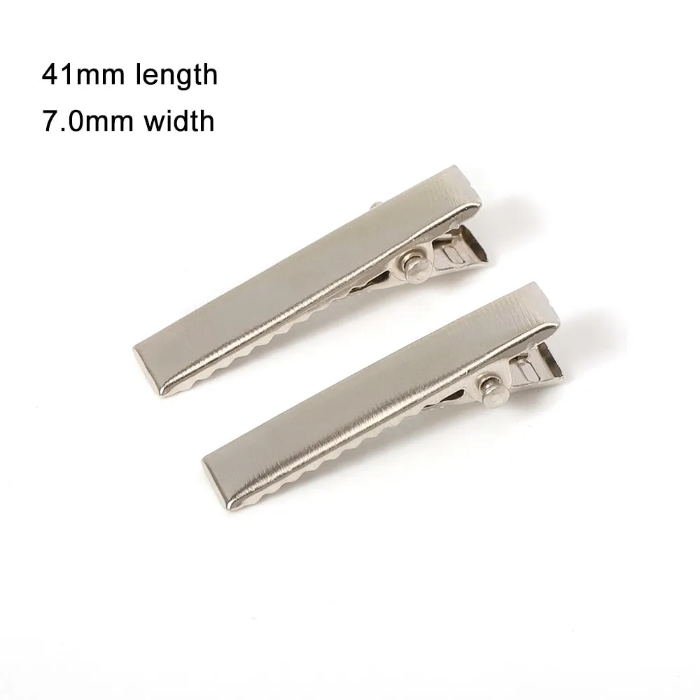 Pinzas de cocodrilo de Metal para el pelo, accesorios para joyería, herramientas de estilo para el cabello, 30mm/40mm/45mm/55mm/65mm/75mm/100mm, 50/20 Uds.