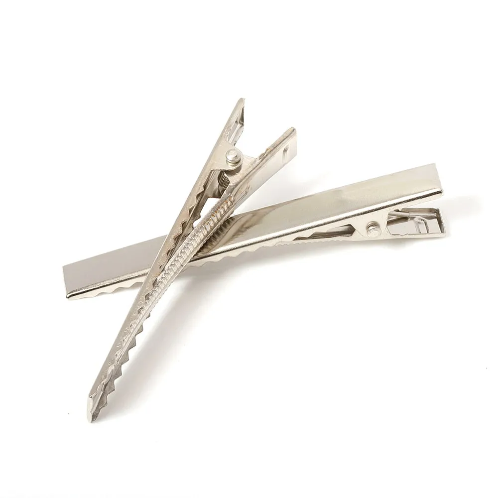 Pinzas de cocodrilo de Metal para el pelo, accesorios para joyería, herramientas de estilo para el cabello, 30mm/40mm/45mm/55mm/65mm/75mm/100mm, 50/20 Uds.