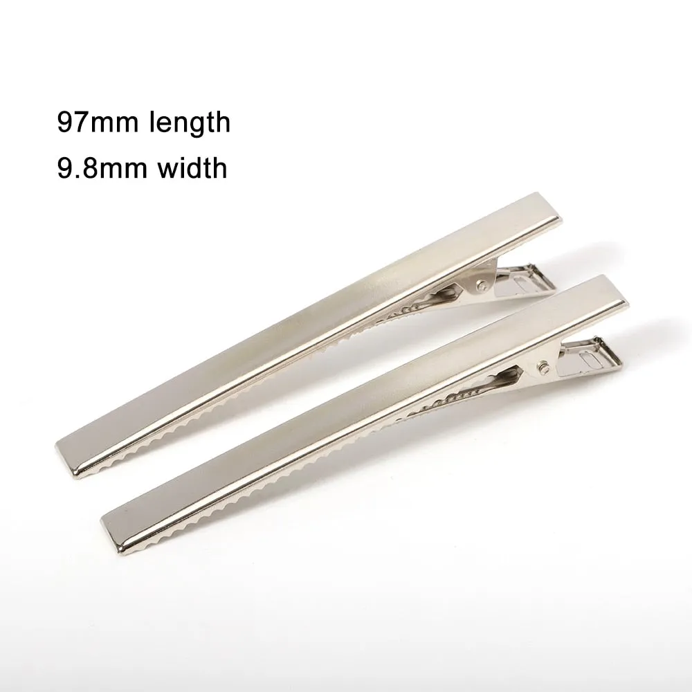 Pinzas de cocodrilo de Metal para el pelo, accesorios para joyería, herramientas de estilo para el cabello, 30mm/40mm/45mm/55mm/65mm/75mm/100mm, 50/20 Uds.