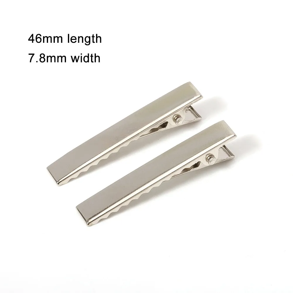 Pinzas de cocodrilo de Metal para el pelo, accesorios para joyería, herramientas de estilo para el cabello, 30mm/40mm/45mm/55mm/65mm/75mm/100mm, 50/20 Uds.
