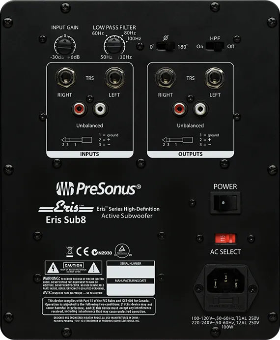 PreSonus Eris Sub 8 8-inch Powered Studio Subwoofer