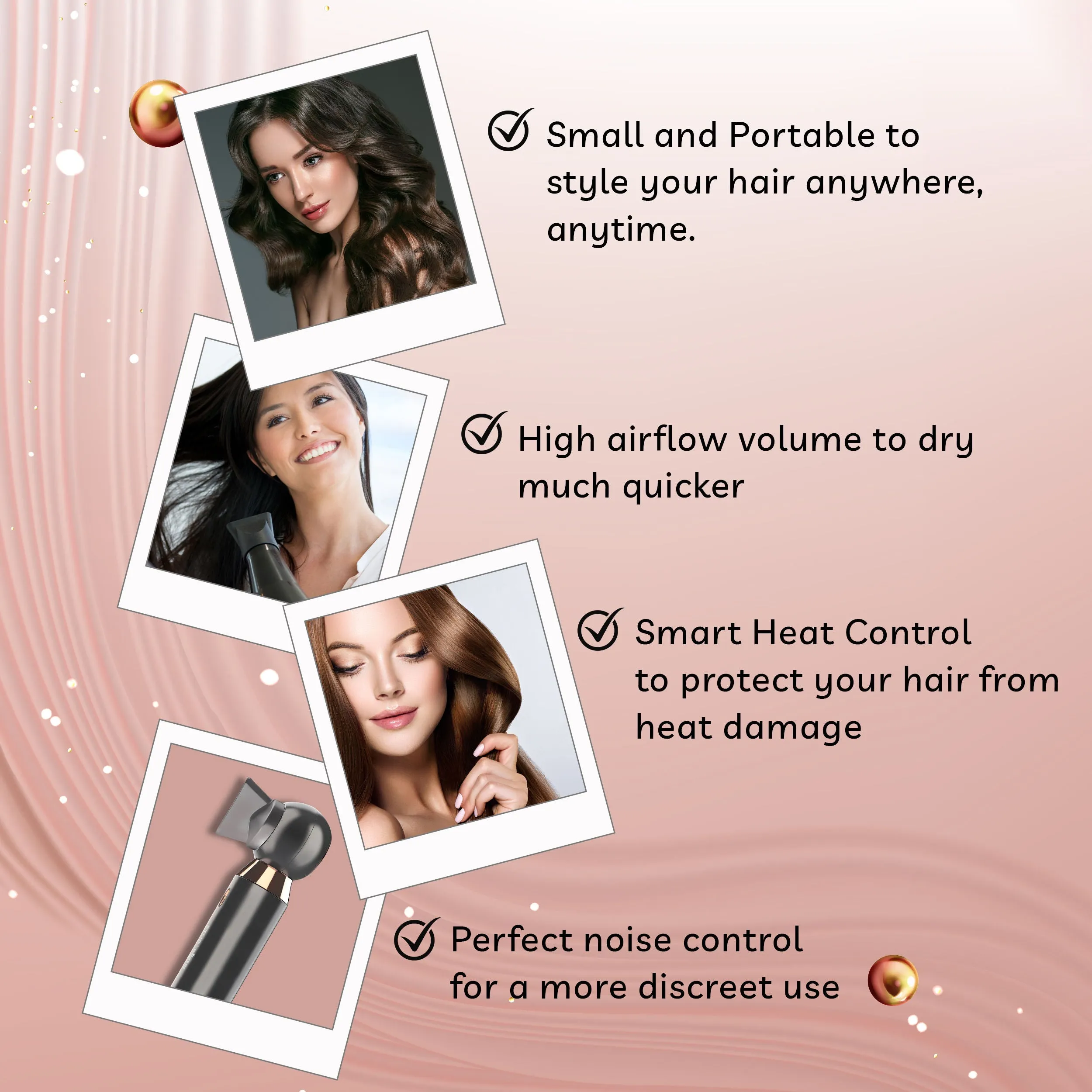 Purplle Glitz Professional One Step Portable Hair Dryer | Hair appliance | Easy to use | Reduced sound | Multiple speeds