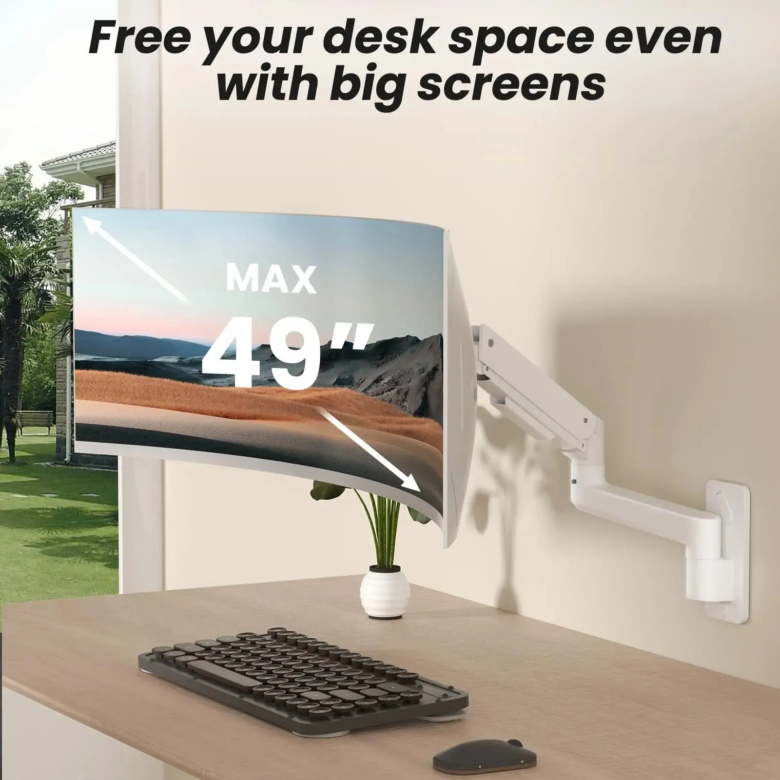 PUTORSEN 17-49 inch Premium Ultrawide Monitor Wall Mount, Heavy Duty Single Wall Mount Monitor Arm up to 44lbs