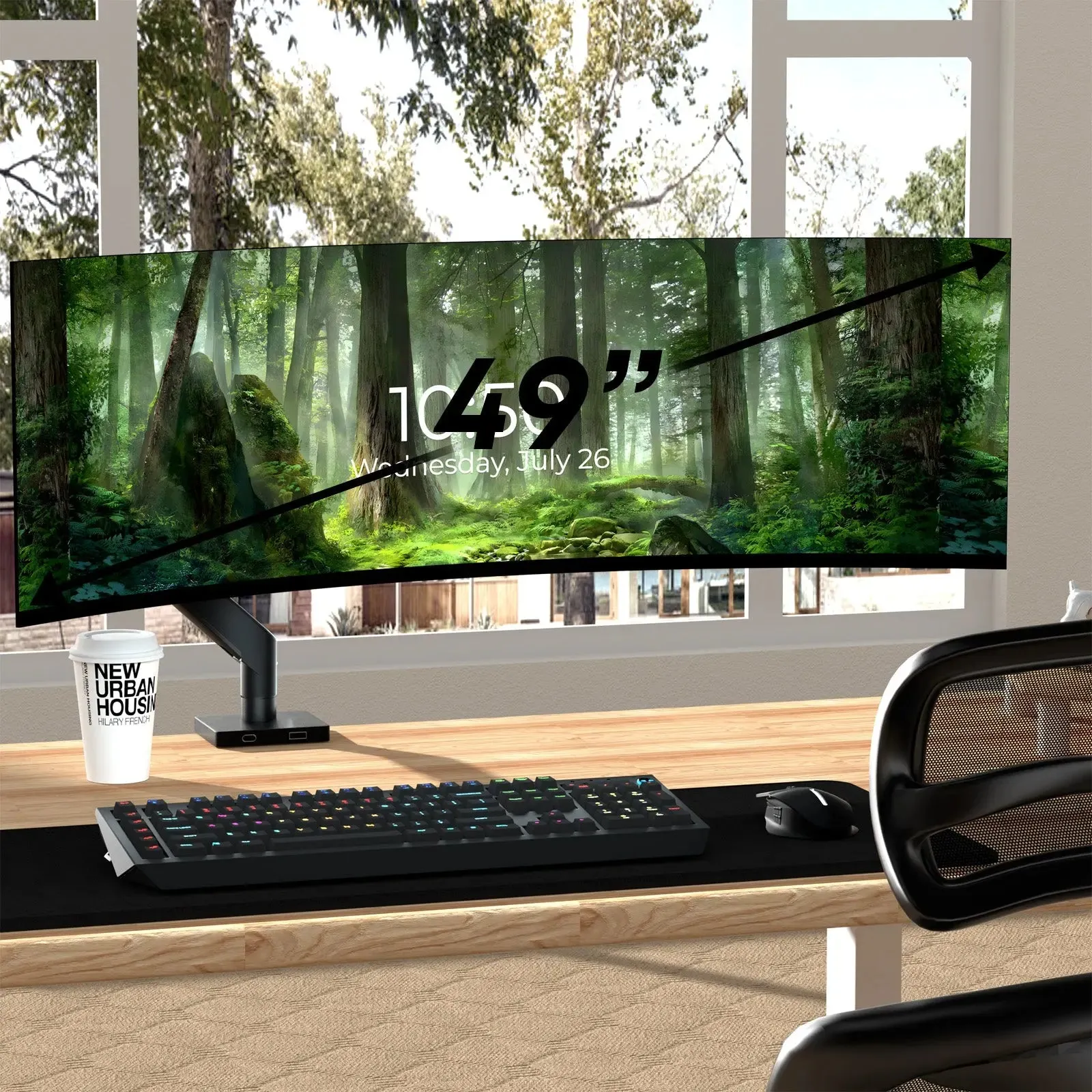 PUTORSEN Premium Ultrawide Single Monitor Arm, for Most 17-49 inch Screens Holds up to 44lbs