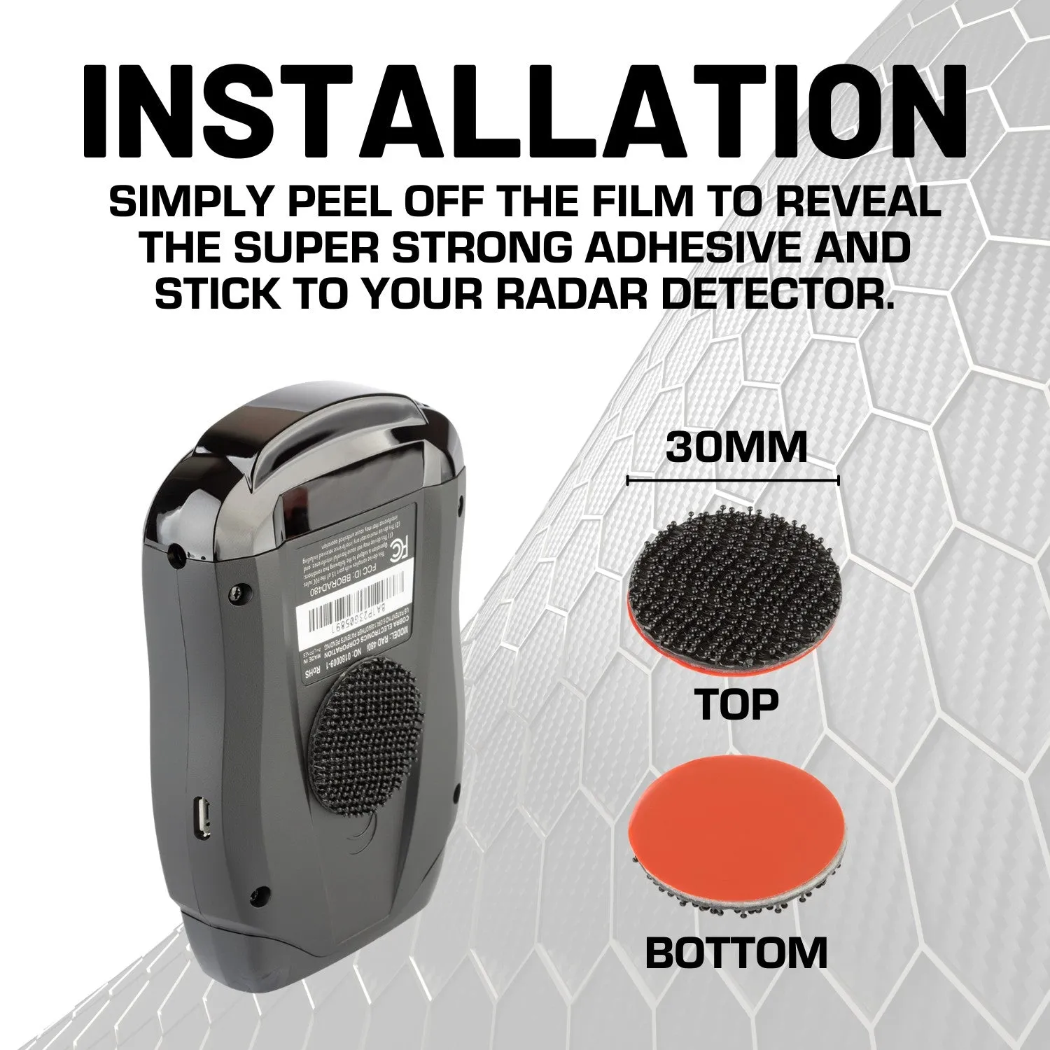 Radar Detector Mount with 20mm Connector Nubby Edition   Interlocking Fastener System