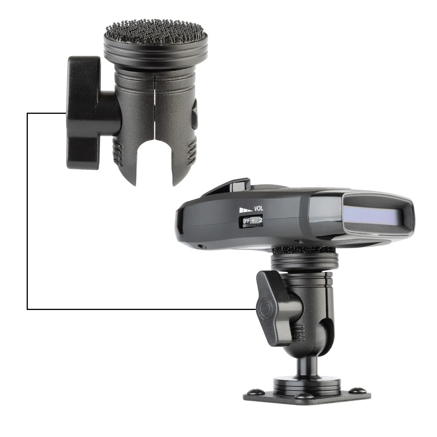 Radar Detector Mount with 20mm Connector Nubby Edition   Interlocking Fastener System