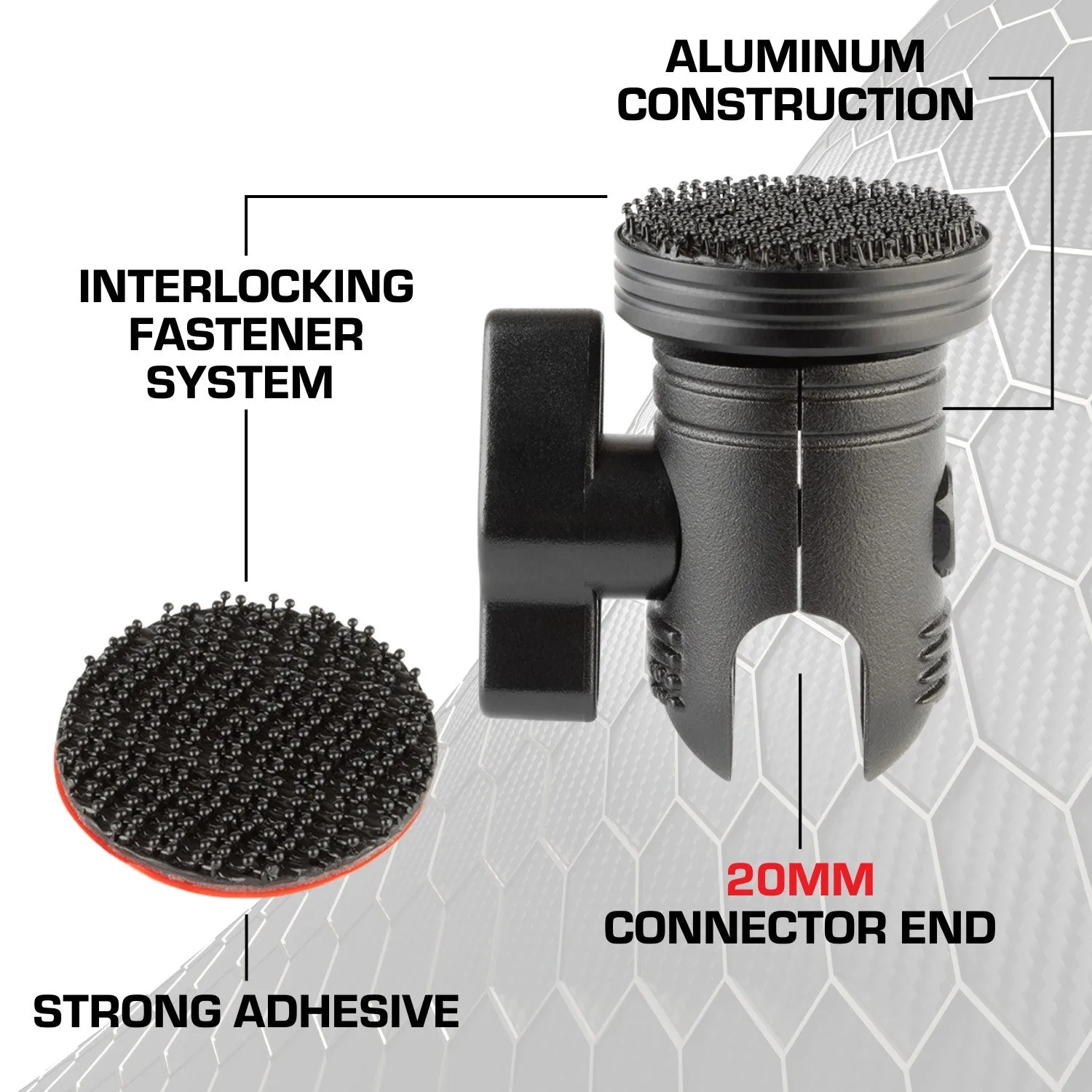 Radar Detector Mount with 20mm Connector Nubby Edition   Interlocking Fastener System