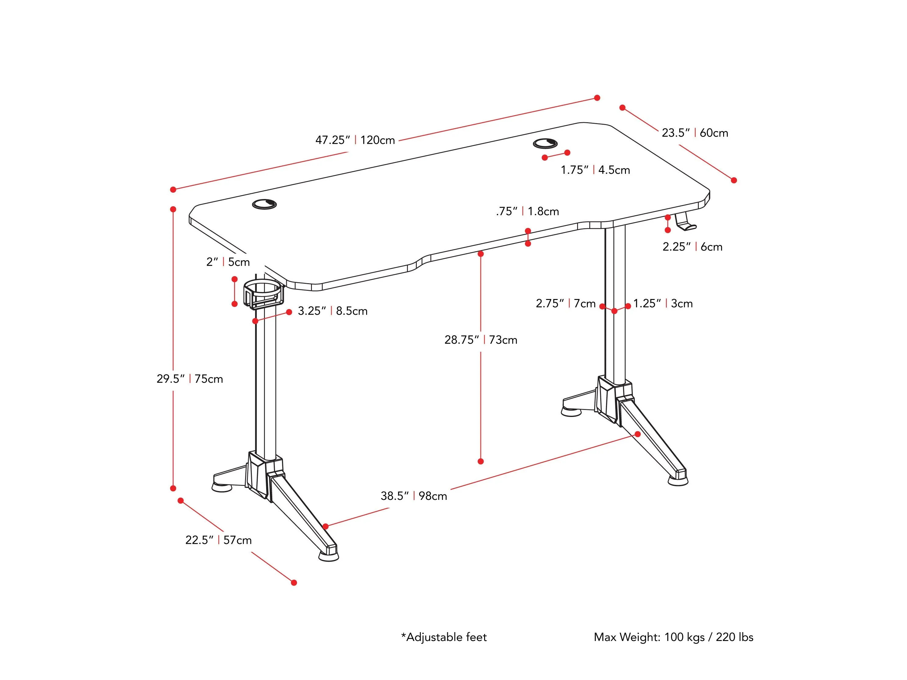 Red and Black Gaming Desk